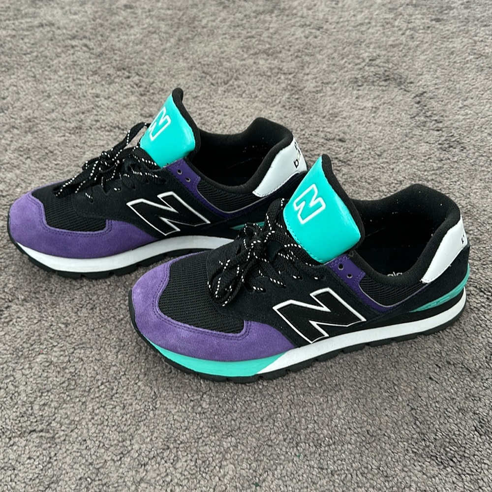 New Balance 574 Rugged Black Prism Purple Sneakers